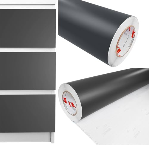 Möbelfolie selbstklebend 100x400 cm | Einfarbig Klebefolie für Möbel | Klebefolie Möbel - einfache Anwendung, ideal für die Renovierung von Küche oder Bad | Möbelfolie | Graphitgrau Matt