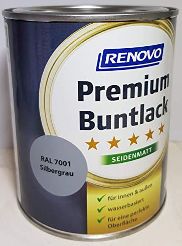 125 ml RENOVO Premium Buntlack seidenmatt, RAL 7001 Silbergrau