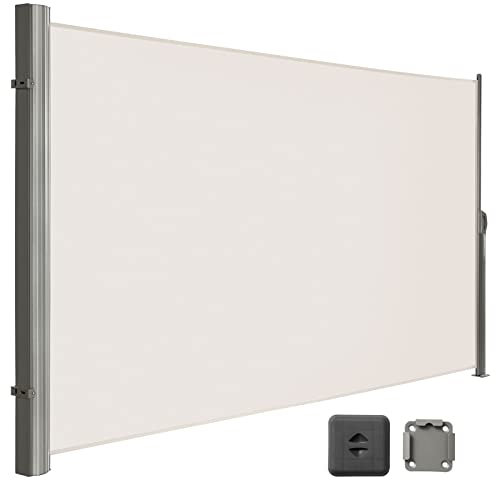 LARMNEE Tenda Laterale 160 x 350 cm (A x L), Tenda Avvolgibile per Balcone e Terrazzo, Protezione Privacy, Frangivista, Parasole, Separatore, Beige EBE1635BP02