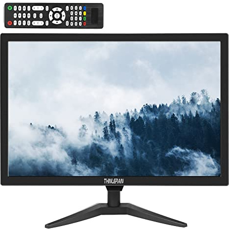 Thinlerain Monitor per PC da 20 pollici, 16:9, 1600 x 900, monitor da cucina, con altoparlante integrato, 5 Ms, 60 Hz, montaggio VESA, con VGA, HDMI, AV, BNC, USB, per FireStick, computer, laptop