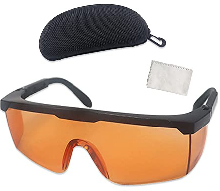 mozeeda UV Light Safety Glasses Protection,UVC 400 Blue Light Blocking Protective Glasses Goggles,Ansi Z87 Adjustable Temples Eyewear, Shaded Shatterproof Scratch Resistant Safe Sunglasses with Case