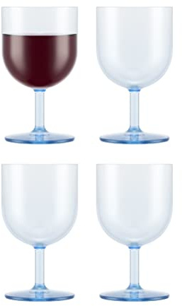 Bodum OKTETT 4 Rotweingläser aus resistentem und wiederverwendbarem Kunststoff, 0.25l