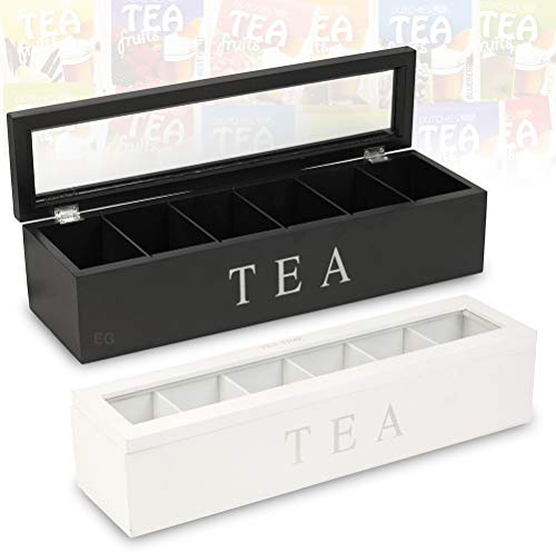 Organisateur de Sachets de thé, 5 Places Boîte de Rangement de thé en Bois Dur pour Fleurs Séchées (Blanc)