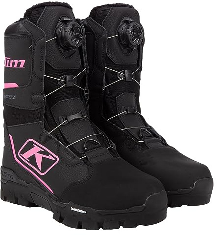 KLIM Women's Aurora GTX BOA Winter Snowmobile Boots Size 8 - Black - Knockout Pink