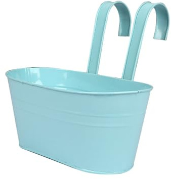 Ailan Macetero Colgante de Pared Elegante para balcón y Valla, maceteros de Hierro Desmontable para balcón, barandilla Colgante, Azul Claro