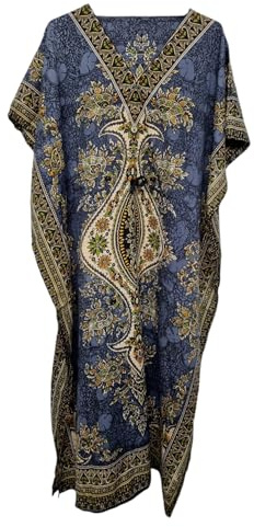 Ny Dashiki-tryck i afrikansk stil kaftan sommar lång märke klänning en storlek (grå), Grå, en storlek