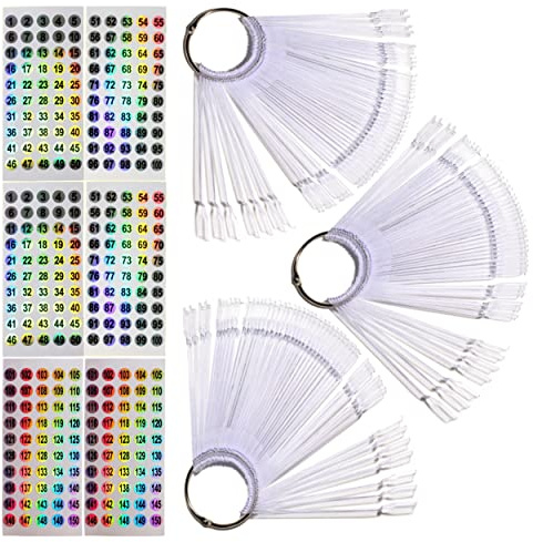WOKIRO 150 Pièces Nuancier Ongles avec Autocollants de Numéro 1-150 pour | Presentoir Ongles, Faux Ongles pour Presentoir Vernis, Accessoire Ongle (Transparent)