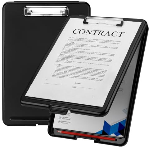 JIANTA Porte-Bloc A4 avec Pince de Rangement Planchettes à Pince et Porte-Formulaires Clip Planches pour Bureau, Salle de Classe, le Restaurant - Noir