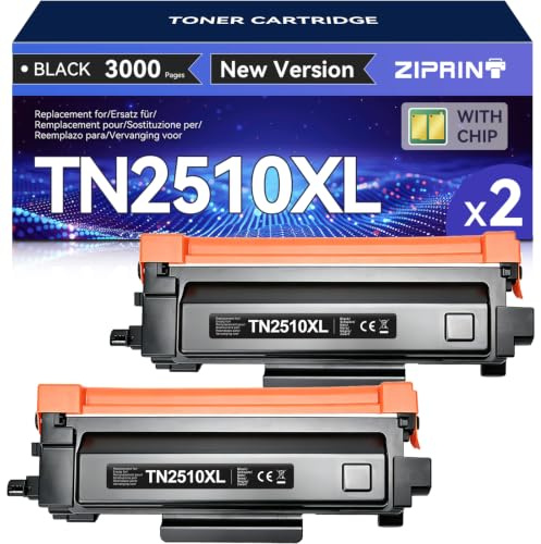 ZIPRINT TN2510 TN2510XL TN-2510 XL Toner Compatibili per Brother MFC-L2800DW MFC-L2827DW HL-L2400DWE MFC-L2860DWE MFC-L2827DWXL MFC-L2835DW DCP-L2665DW DCP-L2620DW HL-L2445DW DCP-L2660DW (Nero,2-Pack)