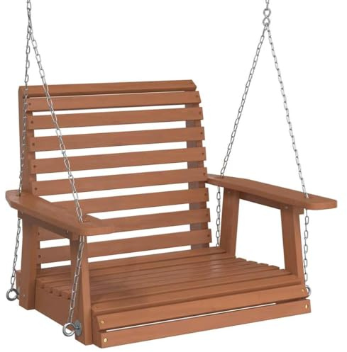 vidaXL Garten-Hängestuhl mit Metallketten Braun Massivholz Tanne, Außenschaukel, Outdoor Schaukel, Garten Hängesessel, Schaukel, Outdoor Hängesessel