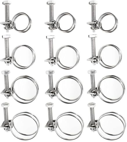 Double Wire Hose Clamps Stainless Steel 304 Adjustable Wire Hose Clamp 20mm 25mm 32mm 36mm Adjustable Wire Hose Clamps Pack of 12
