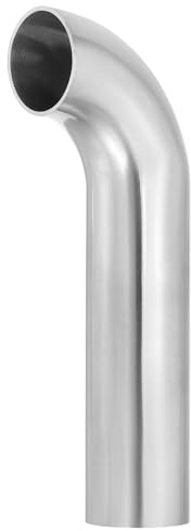 PATIKIL 90 Degree Mandrel Bend Elbow, 1 1/4inch OD Sanitary Exhaust Elbow Exhaust Pipe Connector 304 Stainless Steel 4in L Extended Pipe for Welding Modified Stair Handrail HVAC, 1 Pcs