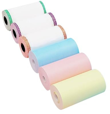 HOODANCOS 6 Stück Buntes Thermopapier für Drucker Farbiges Kopierpapier für Haushalt Büro Kassenspezialpapier für Thermofaxgeräte