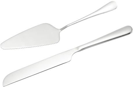 sourcing map Cake Knife and Server Set, 10.6/9 Inch Cake Cutting Set, Stainless Steel Cake Serving Set Pastry for Pizza Cutter Spatula Birthday Bridal Party Gift, Silver