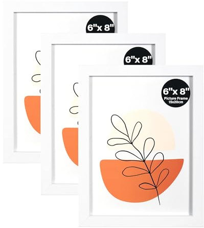 KAIWIN White 8x6 Photo Frames Set of 3, with Acrylic Glass for Table Top Display and Wall Mounting Picture Frame