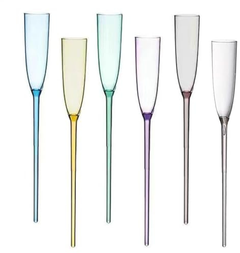 Flûte à champagne flottante – 6 verres à vin flottants | Verre à champagne flottant | Verres à pied en acrylique robuste sans base | Verres à champagne à la piscine pour fêtes de piscine et réunions