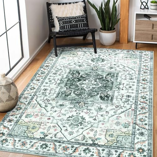 XSIVOD Vintage Non Slip Washable Area Rugs Living room, 90x150cm, Green