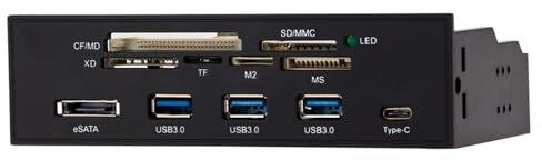 QIIIMSLSS Panel Frontal del Lector Tarjetas USB3.0 para Acceso Rápido A Tarjetas Memoria Pequeñas Función Múltiple con Tipo C USB3.1 USB3.0