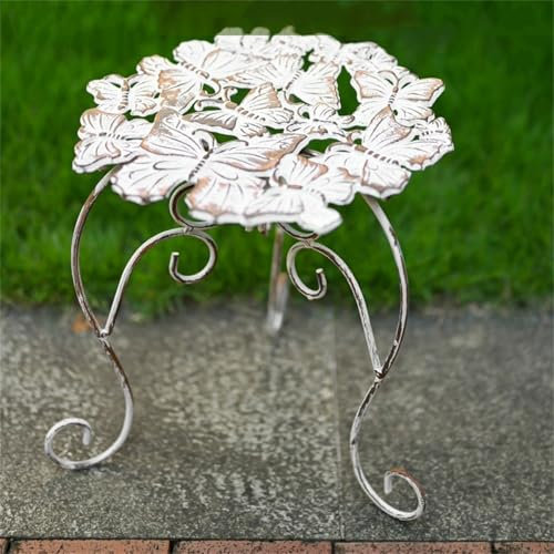WSNCXFW Outdoor Cast Iron Flower Stand, Heavy Duty Cast Iron Potted Plant Stand,Garden Potting Bench Table,Round Potted Plant Stand Rack,Decorative Flower Pot Holder,for Home Garden,White,Large