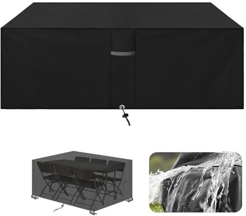 Funda cuadrada negra para mesa de jardín y patio, 55 x 45 x 30 cm, 420D, a prueba de polvo, con ventilación de aire, material Oxford, para muebles de jardín y patio