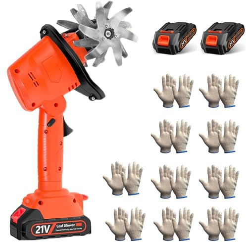 21V Cordless Mini Tiller Cultivator, 235 RPM Electric Garden Rotavator with 2 Battery & 10 Gloves, 10cm Tilling Width,10cm Working Depth with 4 Rows Tines, Hand-Held Micro Tiller Weeding Machine