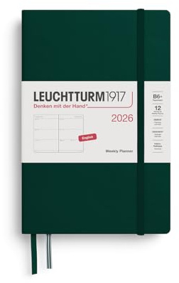 LEUCHTTURM1917 - Weekly Planner 2026, Hardcover, Paperback (B6+), Forest Green (Jan 1 - Dec 31, 2026)