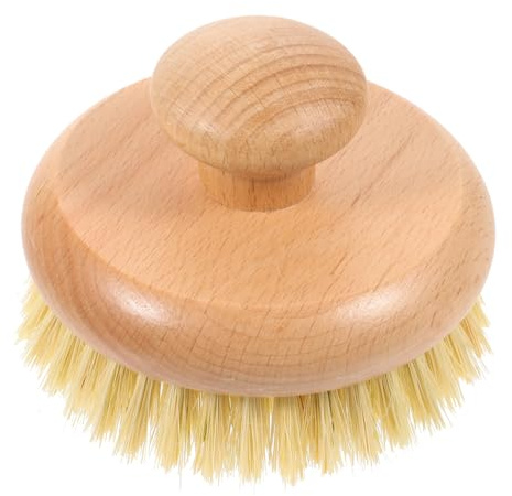 Runde Kleine Griffbadbürste aus Kirschholz und Sisal, Badartikel | 1 Stück, Tragbar und Bequem zu Halten, Praktische Reinigung für Alltag, Schöne Optik