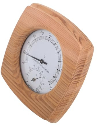Gogogmee Termómetro de Madera para Sauna con Higrómetro Medidor de Temperatura y Accesorio de Sauna Pared Baños y Habitaciones de Vapor