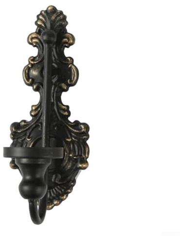 Vintage gjutjärn väggljushållare med antik vit finish, dekorativt avsmalnande ljus en gång för vardagsrum, matsal, hall eller sovrum, passar standard 24 mm ljus (svart)