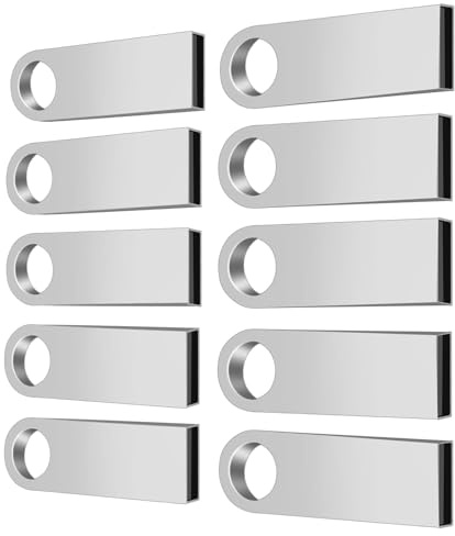 jjiqichimao 10 Pack 1GB Silver Metal USB Flash Drive, Portable usb stick | Waterproof metal shell for office, school and car audio use; usb key, memory stick, usb stick, usb thumb drive for storage.