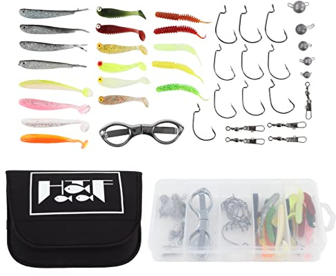 Fiskedrag Kit Professionell naturtrogna skarpa krokar Komplett redskapssats för sötvattensaltvattenfiskare 42 delar silikon rostfritt stål