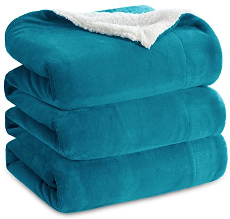 BEDSURE Kuscheldecke - Warm Sherpa Wolldecke & Sofadecke, Flauschig Sofaüberwurf Decke, Dicke Couchdecke, Fleecedecke, Flauschige Wohndecke für Couch, Türkis, 220x240 cm, XXL