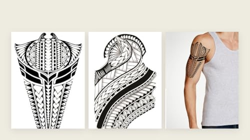 2 Blätter Temporary Tribal Tattoo Männer Tattoo Oberarm Tattoo Aufkleber Maori Tattoo AL031 032