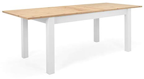 Landhaus Esstisch (B/H/T: 160-215 x 75 x 90 cm) Synchronauszug ausziehbar auf 215 cm | inkl. Tischplatte (verstaubar im Gestell) Topplatte 22 mm | Dekor: Artisan Oak