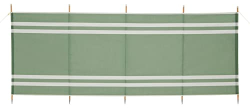 Hi-Gear 5-Pole Wooden Windbreak, Durable & Protective Wind & Sun Shelter, 4 Panel, 3.45 Metre Structured Windstop, Ideal for Camping, Carvanning & Trips to the Beach, Green