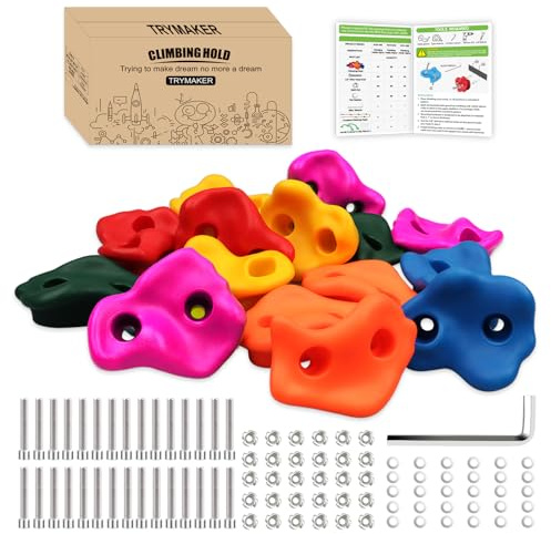 Trymaker Rock Climbing Holds, 15PCS Climbing Wall for Kids, Climbing Set for Adult Indoor and Outdoor(Large Size)