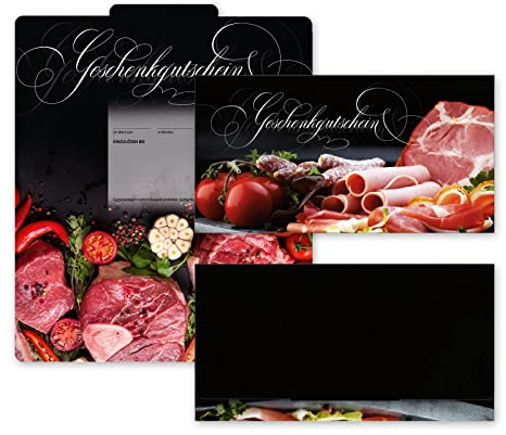 GESCHENKGUTSCHEINcom by POS-HAUER. Faltgutscheine. 10 Gutscheine für Metzgerei Fleischhauerei Fleischerei.