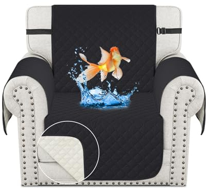 CHELZEN wasserdichte Sessel Abdeckung, Reversible Stuhl Sofa Abdeckung, Möbel Schutz für Wohnzimmer Kinder Hunde Haustiere (1 Sitzer, Schwarz)