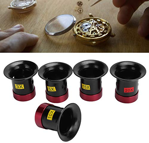 5Pcs Watchmaker Loupe, Jewellery Magnifying Watch Repair Magnifier Loupe Aluminum Alloy Magnifying Glass Antiques Magnifier Kit