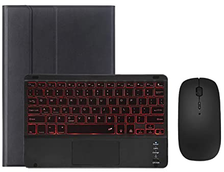 ZKAIAI Funda con Teclado Inalámbrico y Ratón para iPad Pro 11 2022/2021/2020/2018, Retroiluminada Bluetooth Desmontable Español Ñ Funda Teclado con Portalápices, Negro+Negro con Retroiluminación