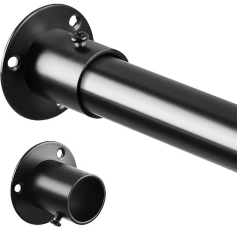 Schwarze Schrankstange 70cm bis 163cm, Ausziehbare Schrank Teleskopstange Durchmesser 25mm zum Klemmen für Garderobe und Kleiderschrank