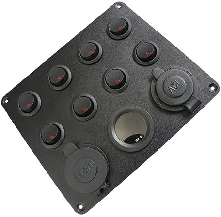 Vaguelly 1set Pannello Interruttore Cat-eye Con Display Digitale e Ricarica Usb Montaggio Facile Per Veicoli e Camper Include Interruttori e Voltmetro Con Illuminazione Notturna