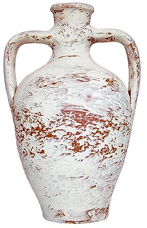 Hierapolis Wasserkrug mit zwei Griffen, Travertin gewaschen, Terrakotta, Tonkrug, Weinkaraffe, Töpferglas, Heimdekoration, Vase, Geschenk