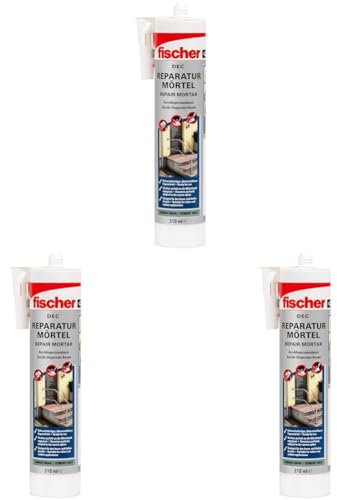 fischer DEC Reparaturmörtel, geruchsarmer Mörtel, witterungsbeständige Dichtmasse für Innen- & Außenbereich, Kartusche für zahlreiche Anwendungen und Baustoffe, 310 ml, zementgrau (Packung mit 3)