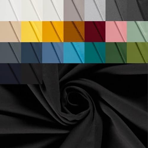 Sweat angeraut - Sweatstoff Meterware - Stretchsweat - Sweatshirtstoff - Joggingbaumwolle warm kuschelig weich - uni *Ab 50cm, Farbe: 069 schwarz