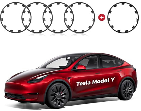 EVOOOR para Tesla Model Y Protector de Borde de llanta ABS de 21 Pulgadas – Protección para Llantas de 21 Pulgadas del Tesla Model Y Uberturbine (Gunpowder 21 Pulgadas, 5 Piezas)