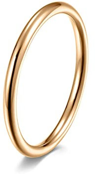 Lieson Verlobungsringe Edelstahl Frauen, Poliert Dünn 2MM Stapelring Freundschaftsringe Eheringe Hochzeitsringe Partnerringe für Damen Rosegold Größe 54 (17.2)