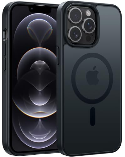 FNTCASE für iPhone 12 Pro Max Hülle: iPhone 12 Pro Max Handyhülle Magnetisch Matt Stoßfest Durchscheinende Rückseite Schutzhülle - Dünn Anti-Fingerabdruck Schutzhülle (Schwarz/6.7 Inch)