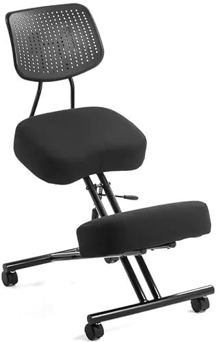 kniestuhl ergonomisch Höhenverstellbarer, Ergonomischer Kniestuhl Mit Rückenstütze – Criss-Cross-Stuhl Mit Rollen In Schwarz – Verbessert Die Sitzhaltung – Meditationsstuhl Für Büro, Zuhause Und Yoga-