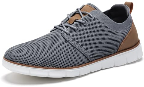 LEZTA Men's Casual Dress Sneakers Fashion Trainers Business Lightweight Oxfords Arch Support Walking Shoes(Grey D Size 8.5)
